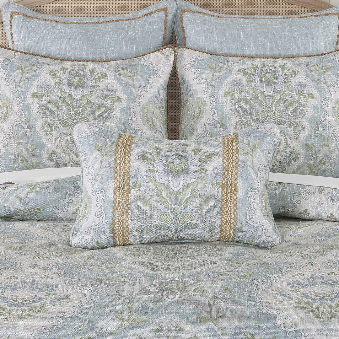 Pasadena Chambray Boudoir Decorative Throw Pillow 21" x 14" Throw Pillows By J. Queen New York