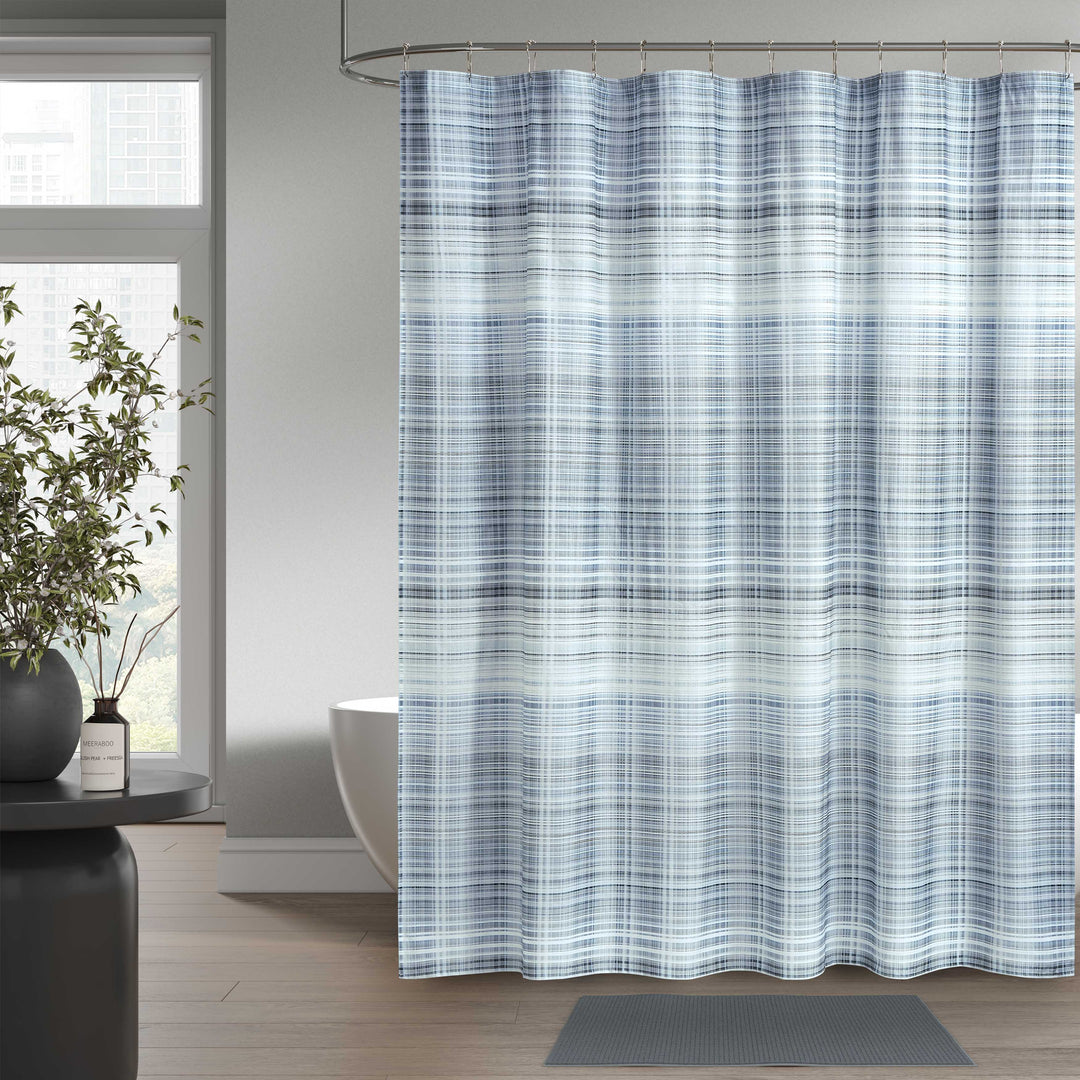 Pascal Blue Shower Curtain Shower Curtain By J. Queen New York