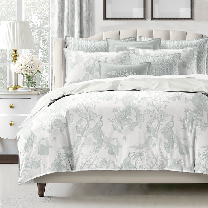 Peacock Lane Toile Sage 8 Piece Comforter Set Comforter Sets By Colcha Linens