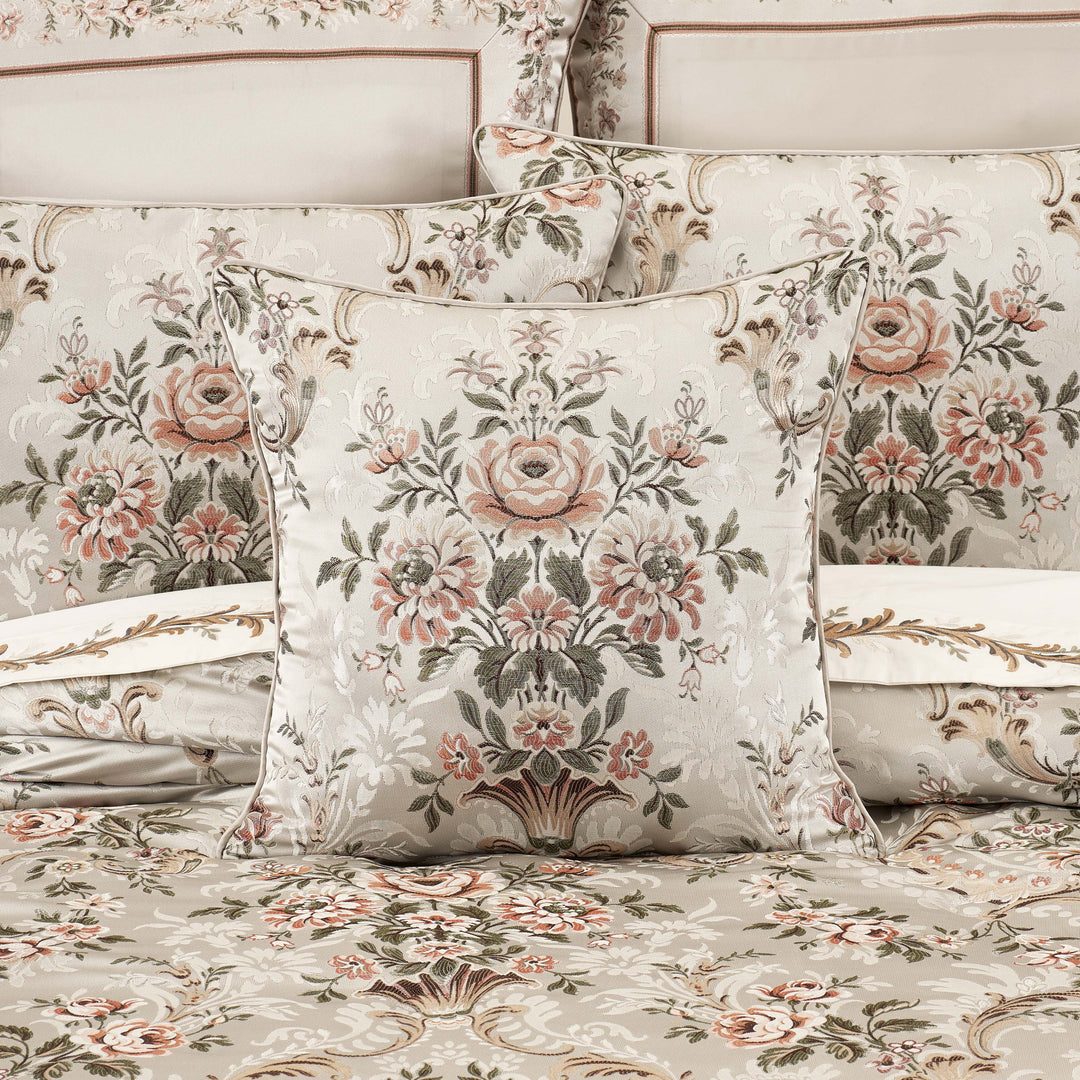 Pecora Coral Square Decorative Throw Pillow 20" x 20" Throw Pillows By J. Queen New York