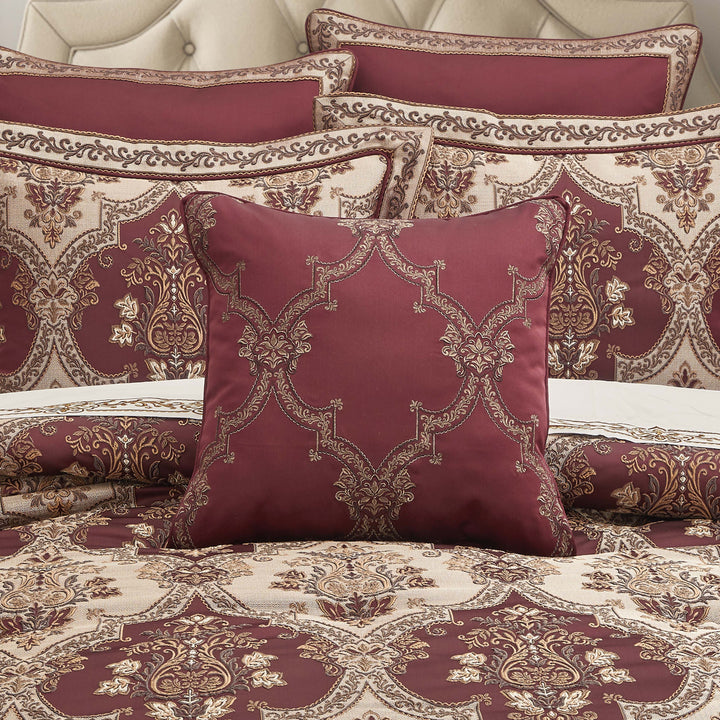 Phyllis Bordeaux Embellished Square Decorative Throw Pillow 20" x 20" Throw Pillows By J. Queen New York