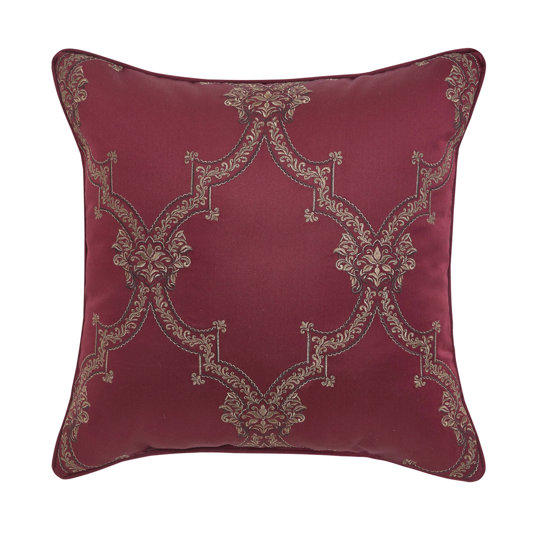 Phyllis Bordeaux Embellished Square Decorative Throw Pillow 20" x 20" Throw Pillows By J. Queen New York