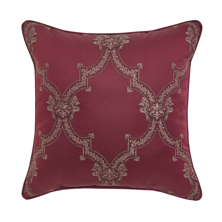 Phyllis Bordeaux Embellished Square Decorative Throw Pillow 20" x 20" Throw Pillows By J. Queen New York