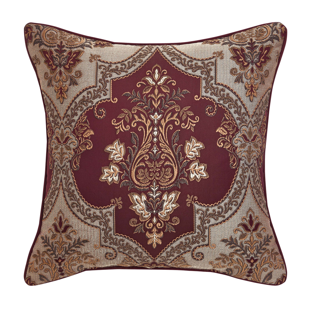 Phyllis Bordeaux Square Decorative Throw Pillow 20" x 20" Throw Pillows By J. Queen New York