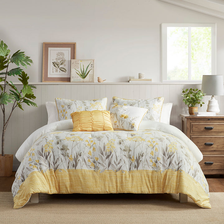 Prairie Yellow 5 Piece Comforter Set Comforter Sets By JLA HOME/Olliix (E & E Co., Ltd)