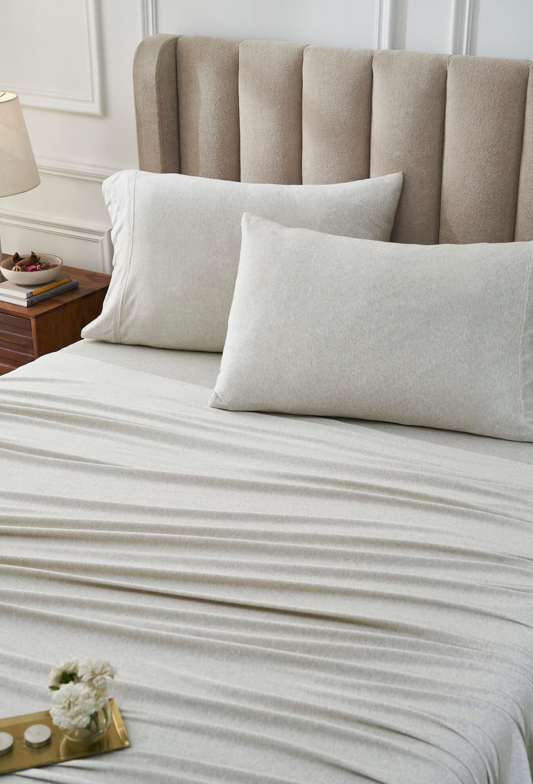 Halston Cotton Melange Jersey Sheet Set Sheet Set By Orchids Lux Home