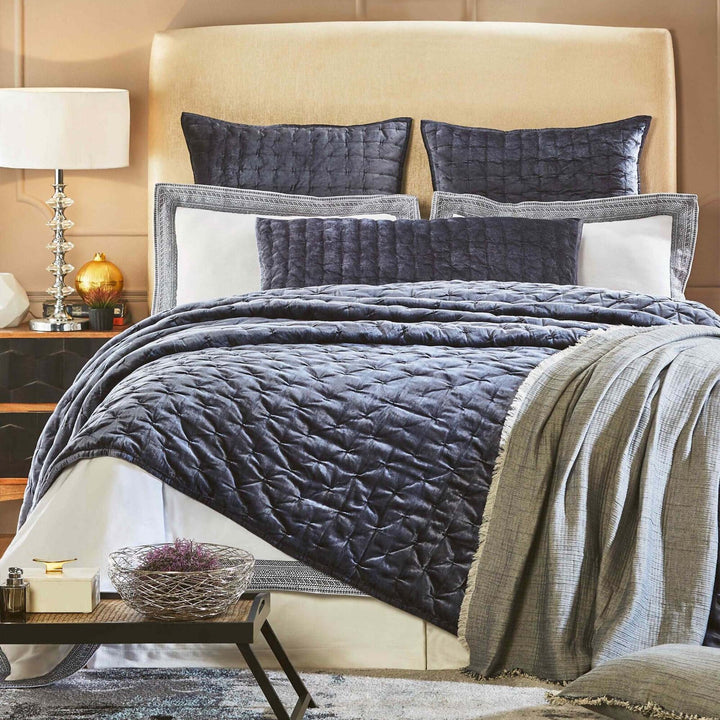 Luna Hand Pinched Velvet Quilt Quilt Sets By Orchids Lux Home