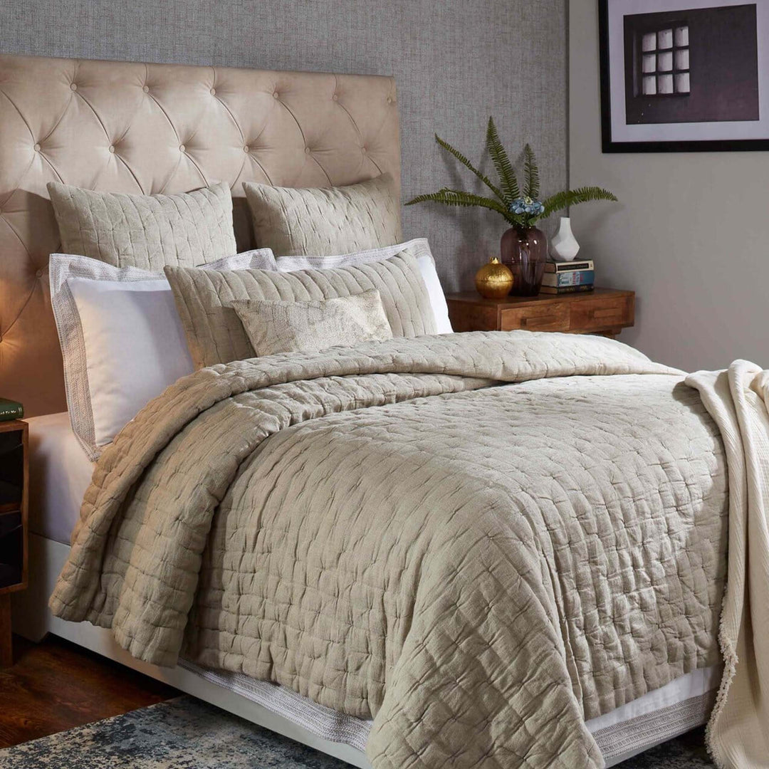 Sophie Hand Pinched Linen Quilt Quilt Sets By Orchids Lux Home