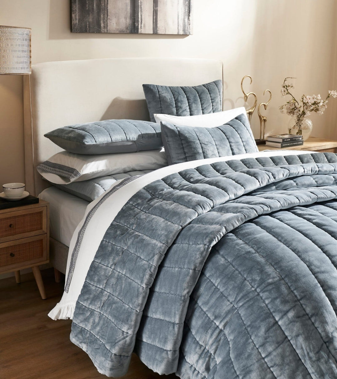 Gatsby Channel Velvet Quilt Quilt Sets By Orchids Lux Home