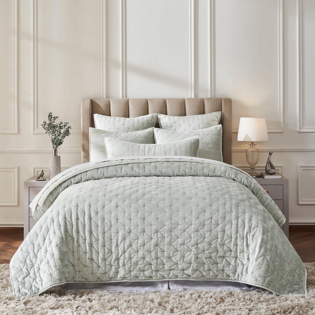 Luna Hand Pinched Velvet Quilt Quilt Sets By Orchids Lux Home