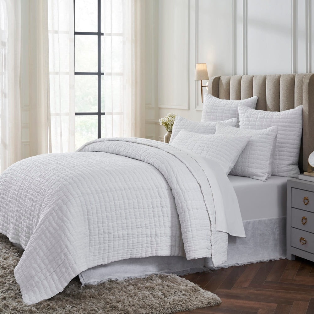 Logan Grid European Linen Quilt Quilt Sets By Orchids Lux Home