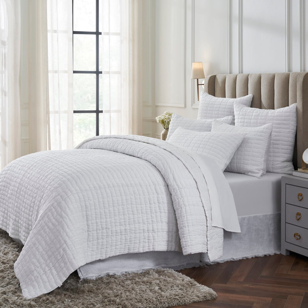 Logan Grid European Linen Quilt Quilt Sets By Orchids Lux Home
