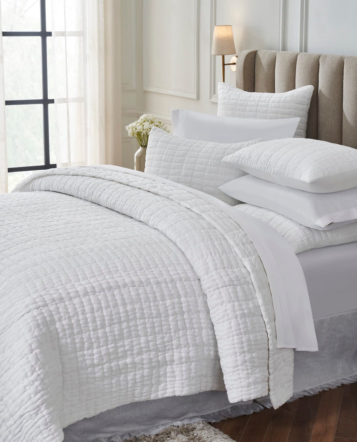 Logan Grid European Linen Quilt Quilt Sets By Orchids Lux Home