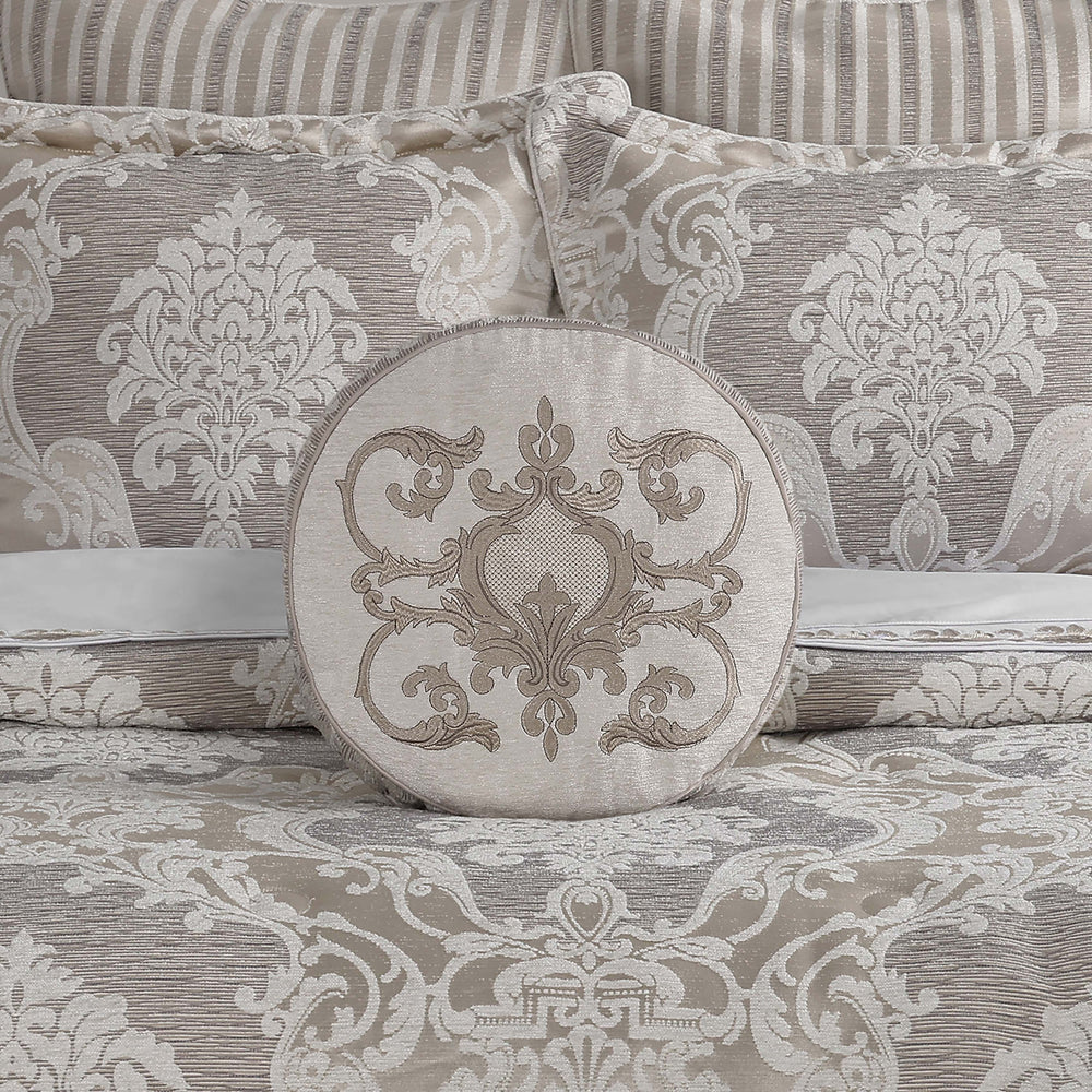 Queensbury Almond Round Decorative Throw Pillow 15" x 15" Throw Pillows By J. Queen New York