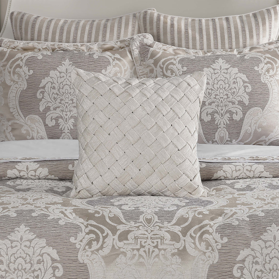 Queensbury Almond Square Decorative Throw Pillow 18" x 18" Throw Pillows By J. Queen New York