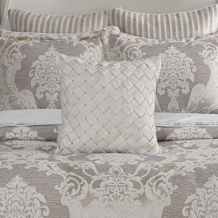 Queensbury Almond Square Decorative Throw Pillow 18" x 18" Throw Pillows By J. Queen New York