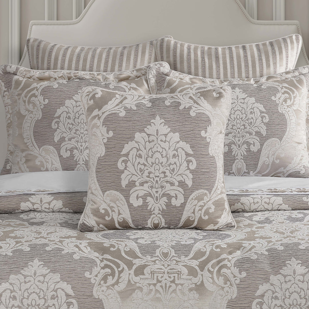 Queensbury Almond Square Decorative Throw Pillow 20" x 20" Throw Pillows By J. Queen New York