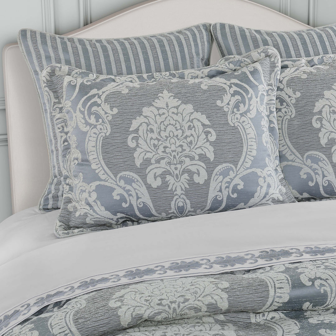 Queensbury Steel Blue 4 Piece Comforter Set Comforter Sets By J. Queen New York