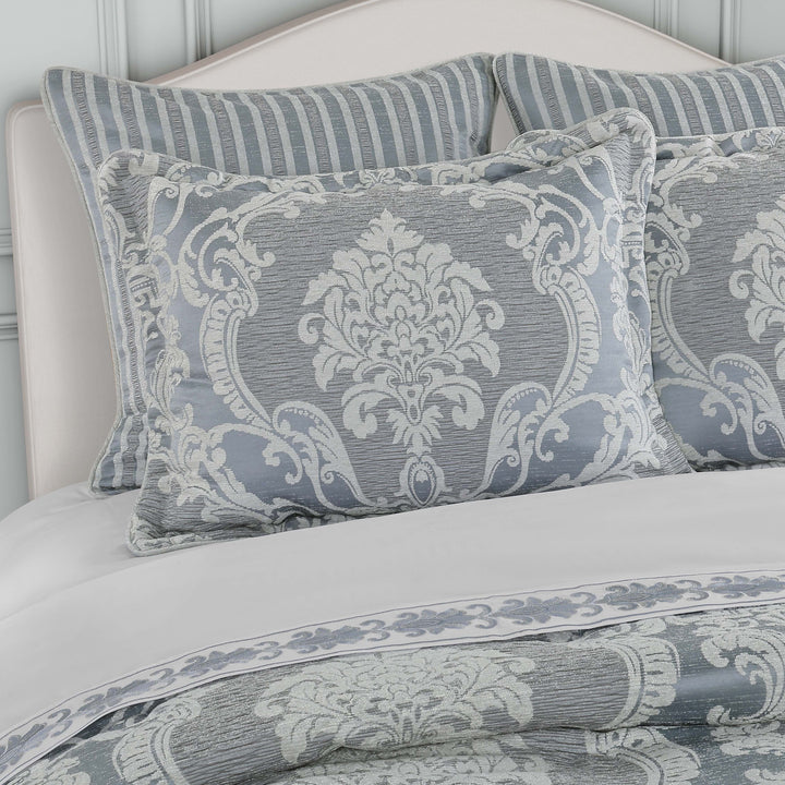 Queensbury Steel Blue 4 Piece Comforter Set Comforter Sets By J. Queen New York