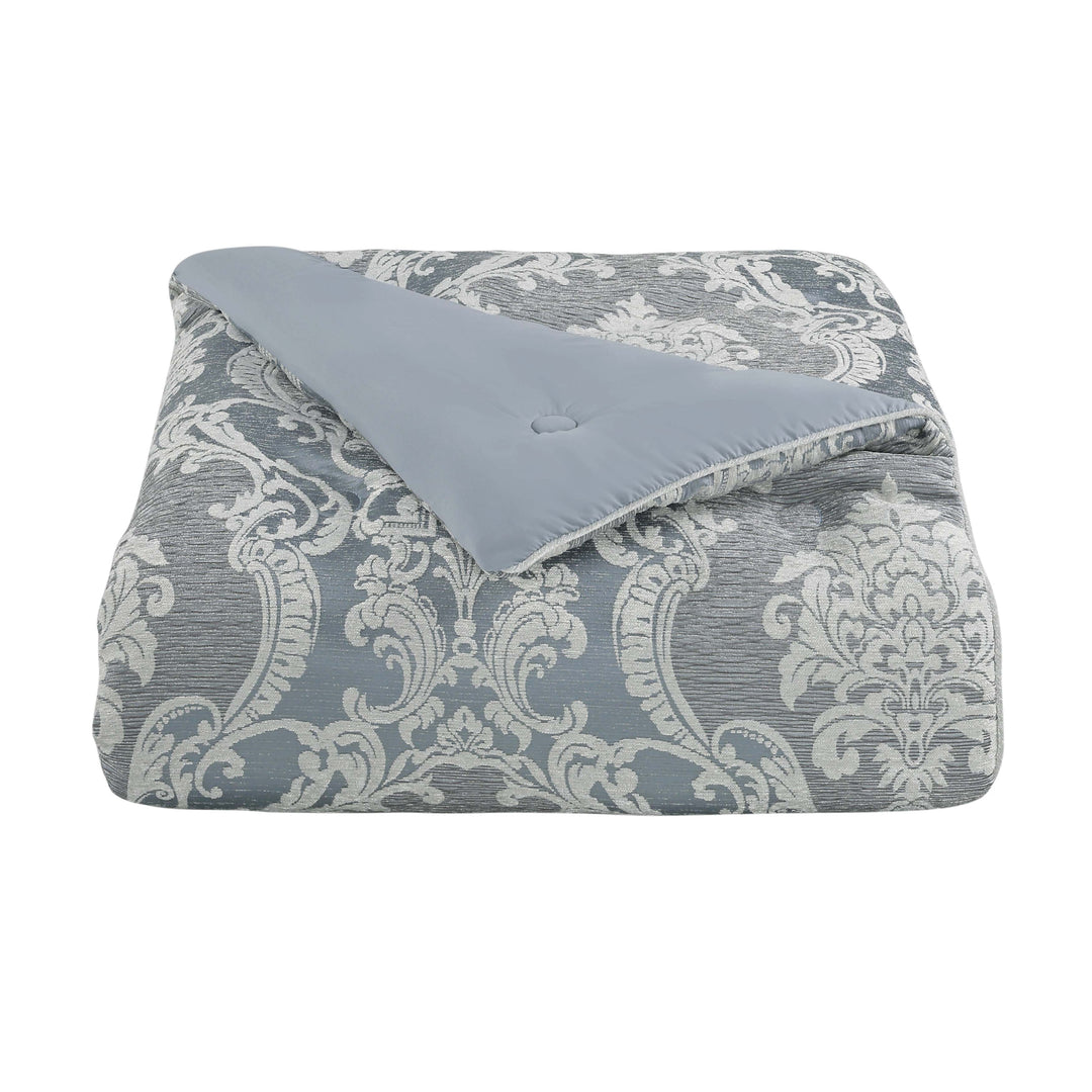 Queensbury Steel Blue 4 Piece Comforter Set Comforter Sets By J. Queen New York