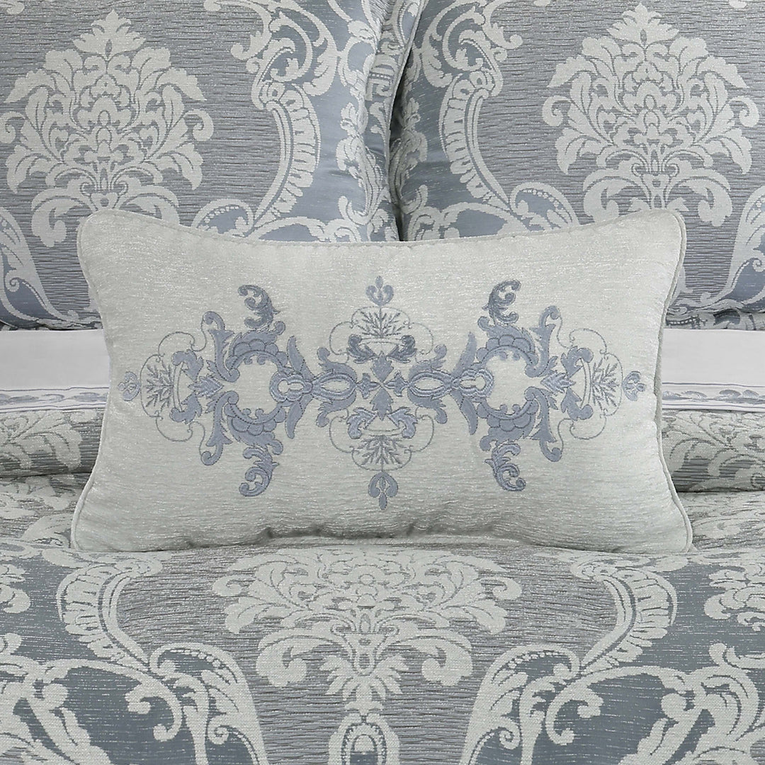 Queensbury Steel Blue Boudoir Decorative Throw Pillow 21" x 13" Throw Pillows By J. Queen New York