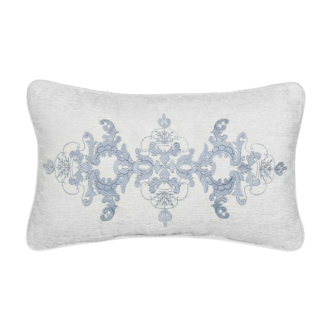 Queensbury Steel Blue Boudoir Decorative Throw Pillow 21" x 13" Throw Pillows By J. Queen New York