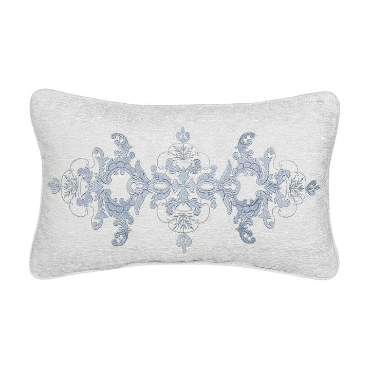 Queensbury Steel Blue Boudoir Decorative Throw Pillow 21" x 13" Throw Pillows By J. Queen New York