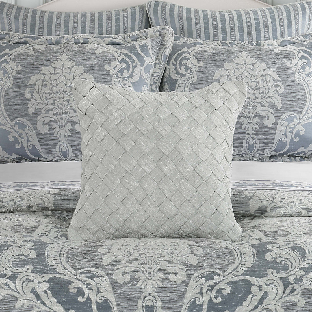 Queensbury Steel Blue Square Decorative Throw Pillow 18" x 18" Throw Pillows By J. Queen New York