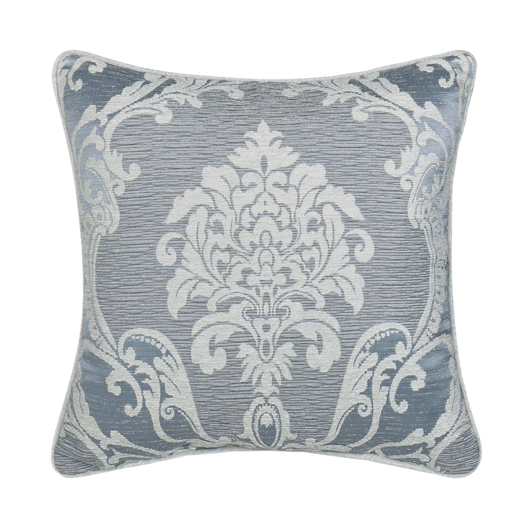 Queensbury Steel Blue Square Decorative Throw Pillow 20" x 20" Throw Pillows By J. Queen New York