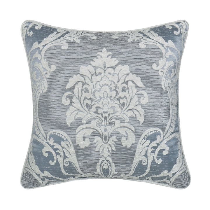 Queensbury Steel Blue Square Decorative Throw Pillow 20" x 20" Throw Pillows By J. Queen New York