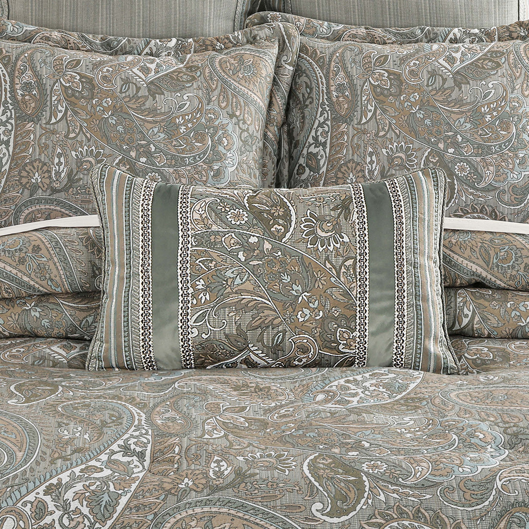Raine Aqua Boudoir Decorative Throw Pillow 22" x 13" Throw Pillows By J. Queen New York