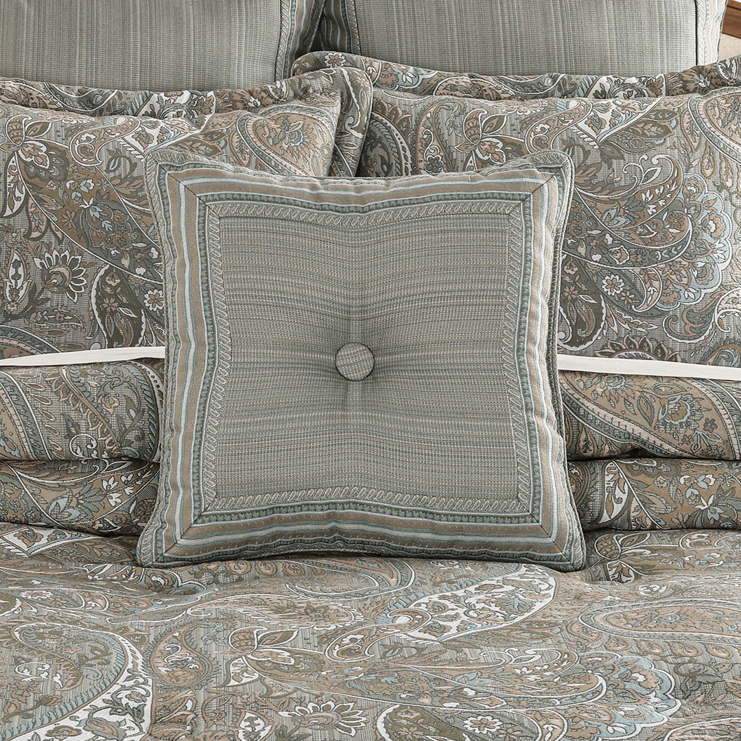 Raine Aqua Square Decorative Throw Pillow 18" x 18" Throw Pillows By J. Queen New York