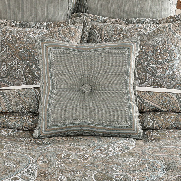 Raine Aqua Square Decorative Throw Pillow 18" x 18" Throw Pillows By J. Queen New York