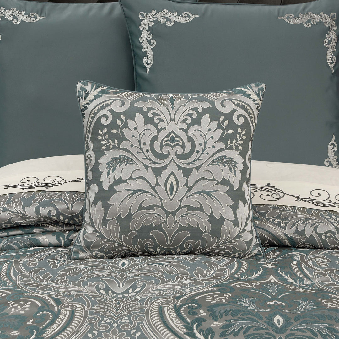 Renata Teal Square Decorative Throw Pillow 20" x 20" Throw Pillows By J. Queen New York