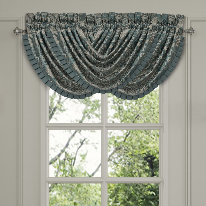 Renata Teal Waterfall Window Valance Window Valances By J. Queen New York