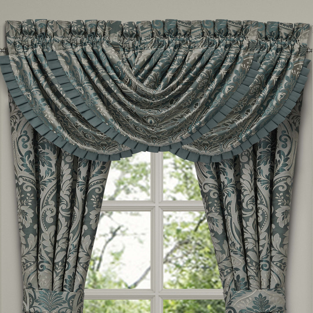 Renata Teal Waterfall Window Valance Window Valances By J. Queen New York
