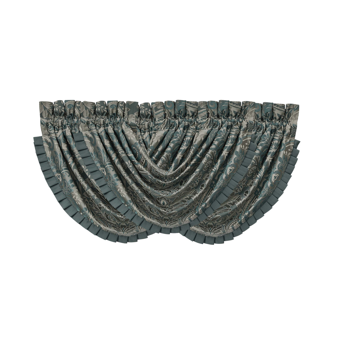 Renata Teal Waterfall Window Valance Window Valances By J. Queen New York