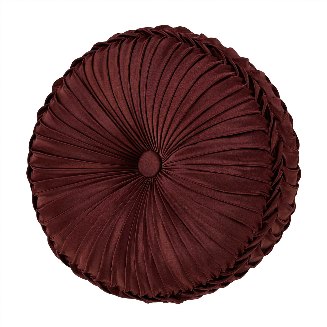 Renzo Crimson Tufted Round Decorative Throw Pillow 15" x 15" Throw Pillows By J. Queen New York