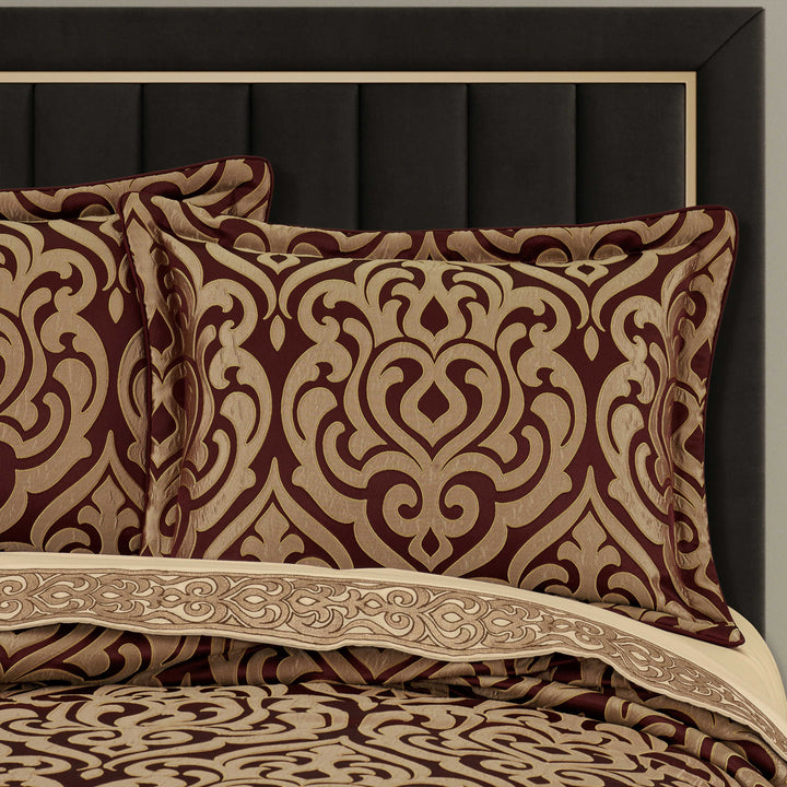 Renzo Crimson and Gold 4 Piece Comforter Set Comforter Sets By J. Queen New York