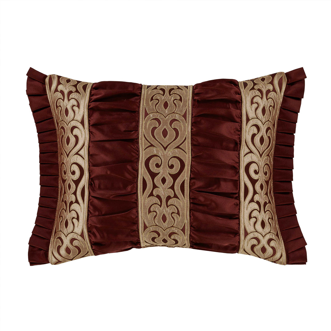 Renzo Crimson and Gold Boudoir Decorative Throw Pillow 20" x 15" Throw Pillows By J. Queen New York