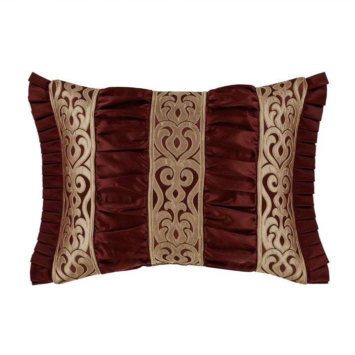 Renzo Crimson and Gold Boudoir Decorative Throw Pillow 20" x 15" Throw Pillows By J. Queen New York