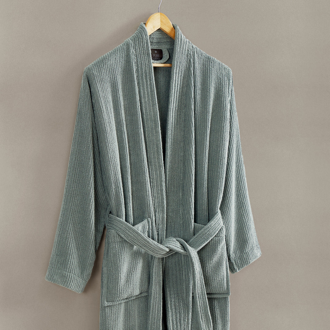 Egyptian Cotton Ribbed Robe Bathrobe By Pure Parima