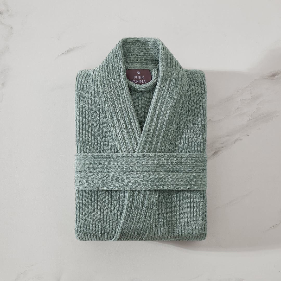 Egyptian Cotton Ribbed Robe Bathrobe By Pure Parima