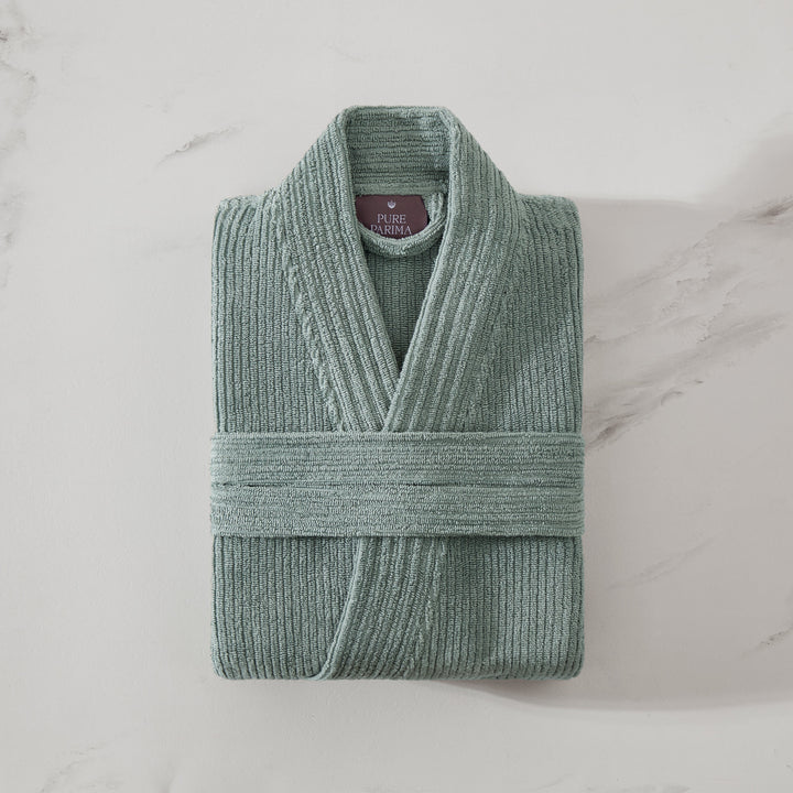 Egyptian Cotton Ribbed Robe Bathrobe By Pure Parima