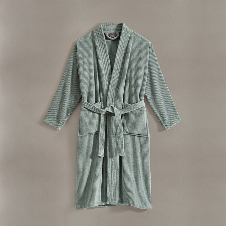 Egyptian Cotton Ribbed Robe Bathrobe By Pure Parima