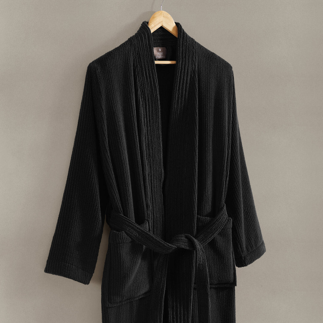 Egyptian Cotton Ribbed Robe Bathrobe By Pure Parima