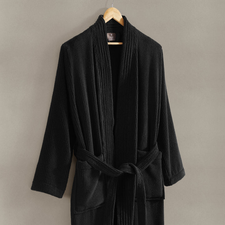 Egyptian Cotton Ribbed Robe Bathrobe By Pure Parima