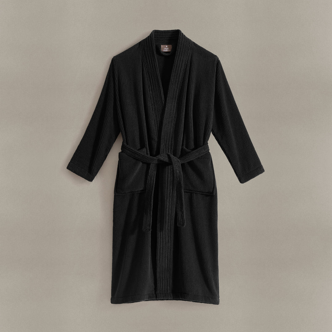 Egyptian Cotton Ribbed Robe Bathrobe By Pure Parima