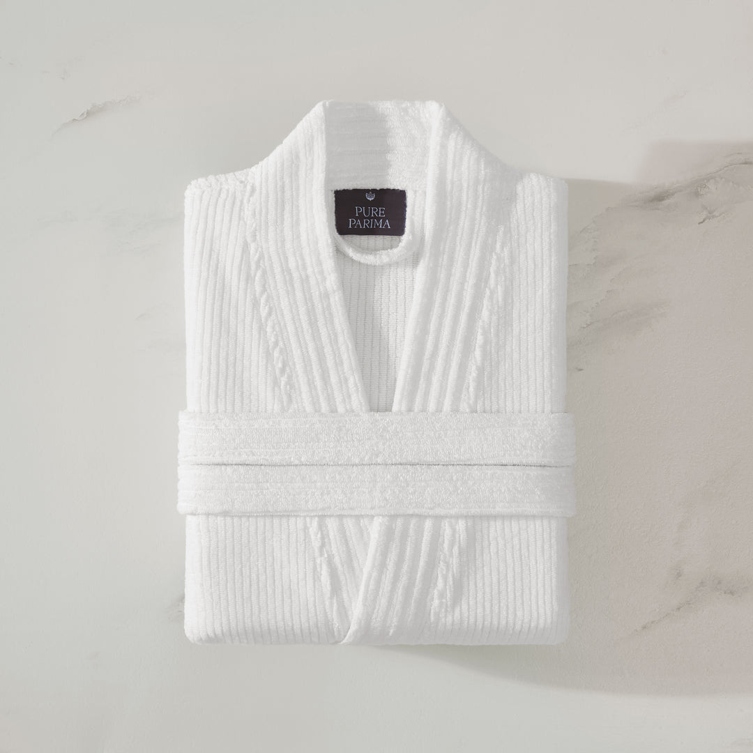 Egyptian Cotton Ribbed Robe Bathrobe By Pure Parima