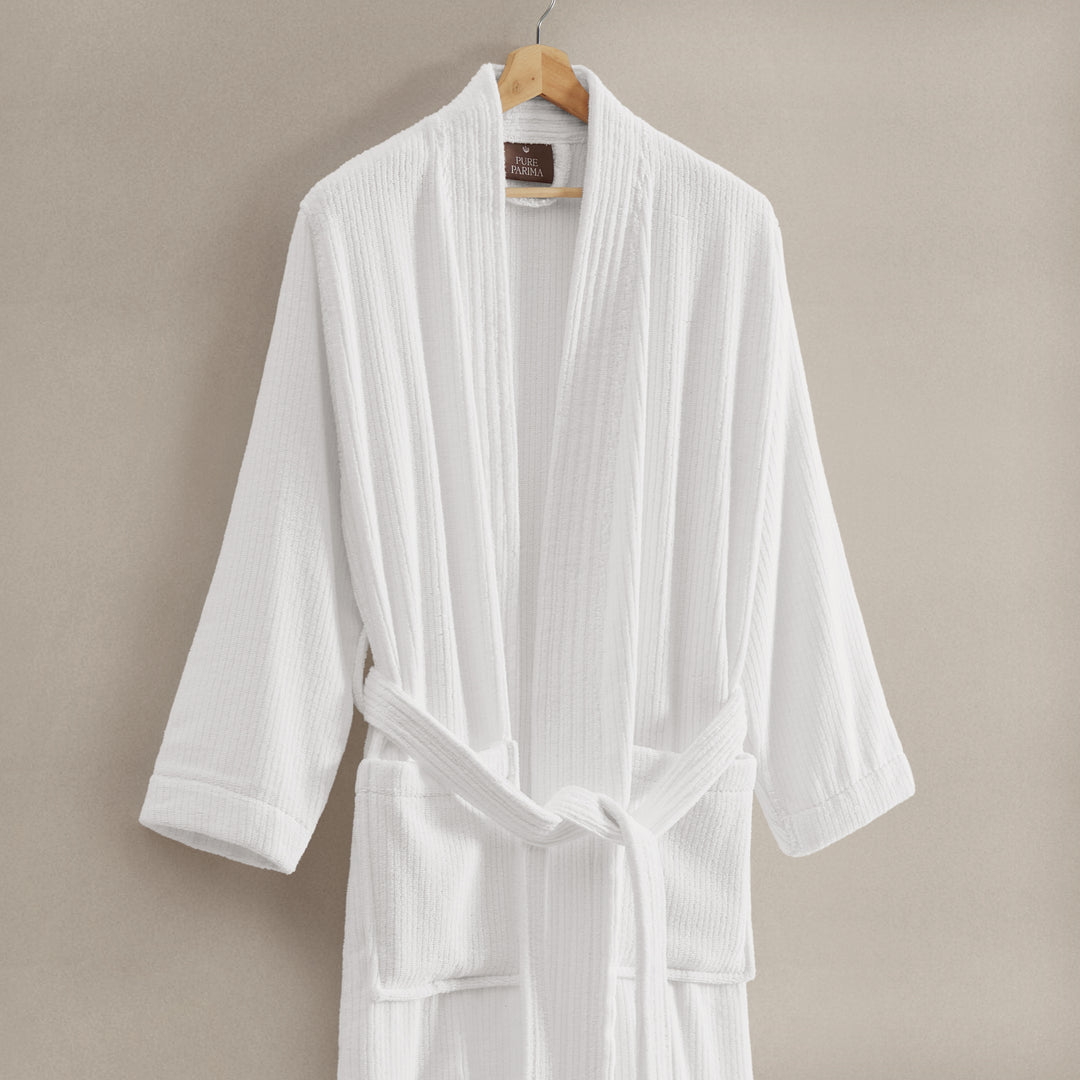 Egyptian Cotton Ribbed Robe Bathrobe By Pure Parima